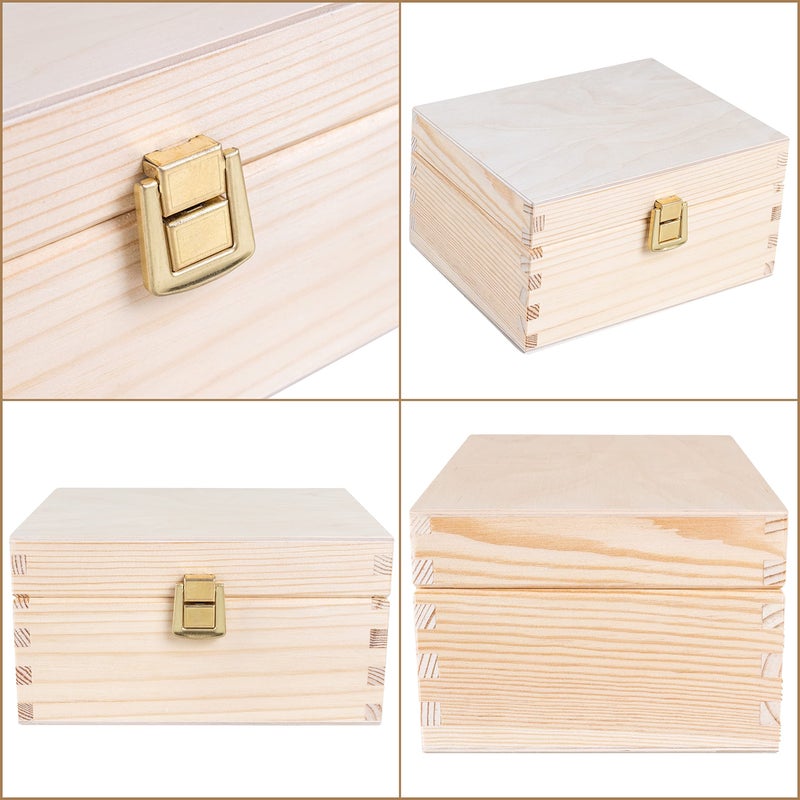 Creative Deco Wooden Storage Box Unpainted Plain | 8.42 x 5.43 x 3.93 in | Golden Latch & Lid | Perfect for Storing Valuables & Small Items in The Office or Bedroom | Jewelry Box - Image 5